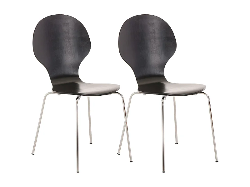 Lot de 2  Chaise de conférence - Bois - Noir - DIEGO