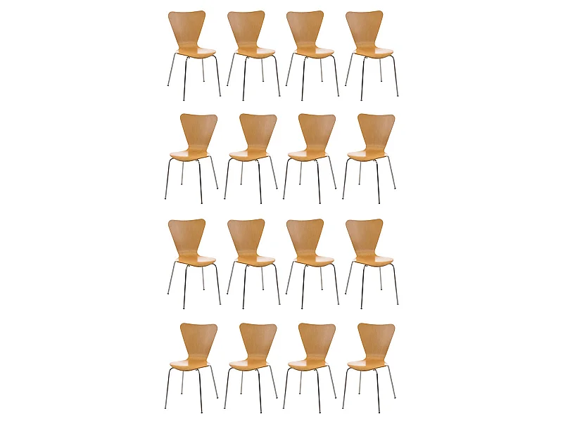 Lot de 16  Chaise de conférence - Bois & Acier inoxydable - Nature - Calisto
