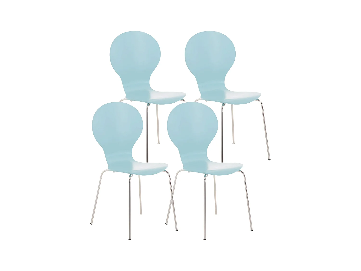 Lot de 4  Chaise de conférence - Bois - Bleu clair - DIEGO