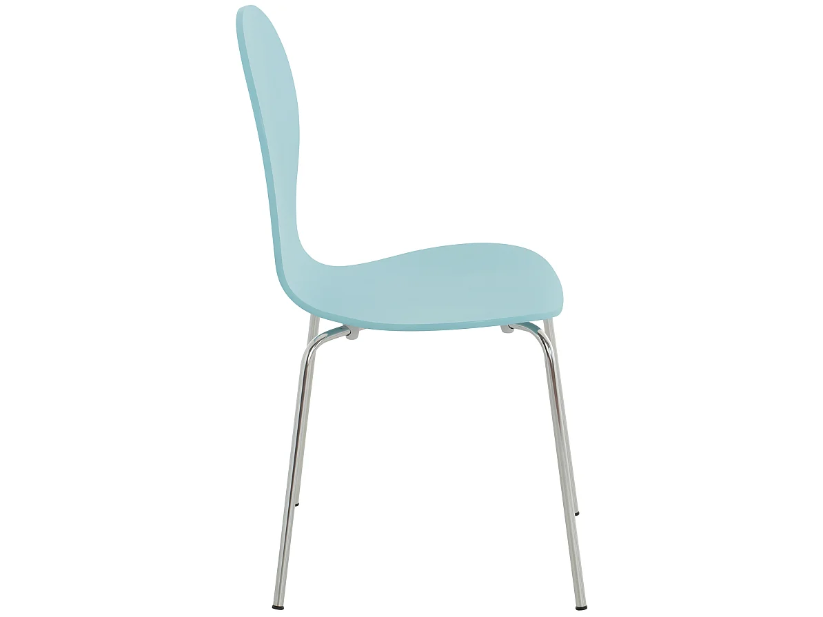Lot de 4  Chaise de conférence - Bois & Acier inoxydable - Bleu clair - DIEGO