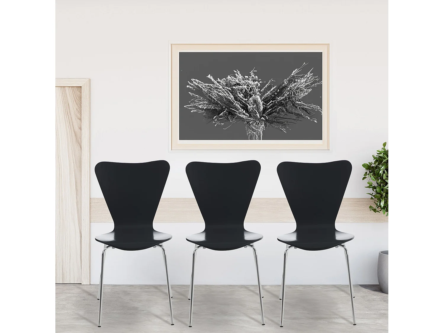 Set van 4  Conferentiestoelen - Hout - zwart - Calisto