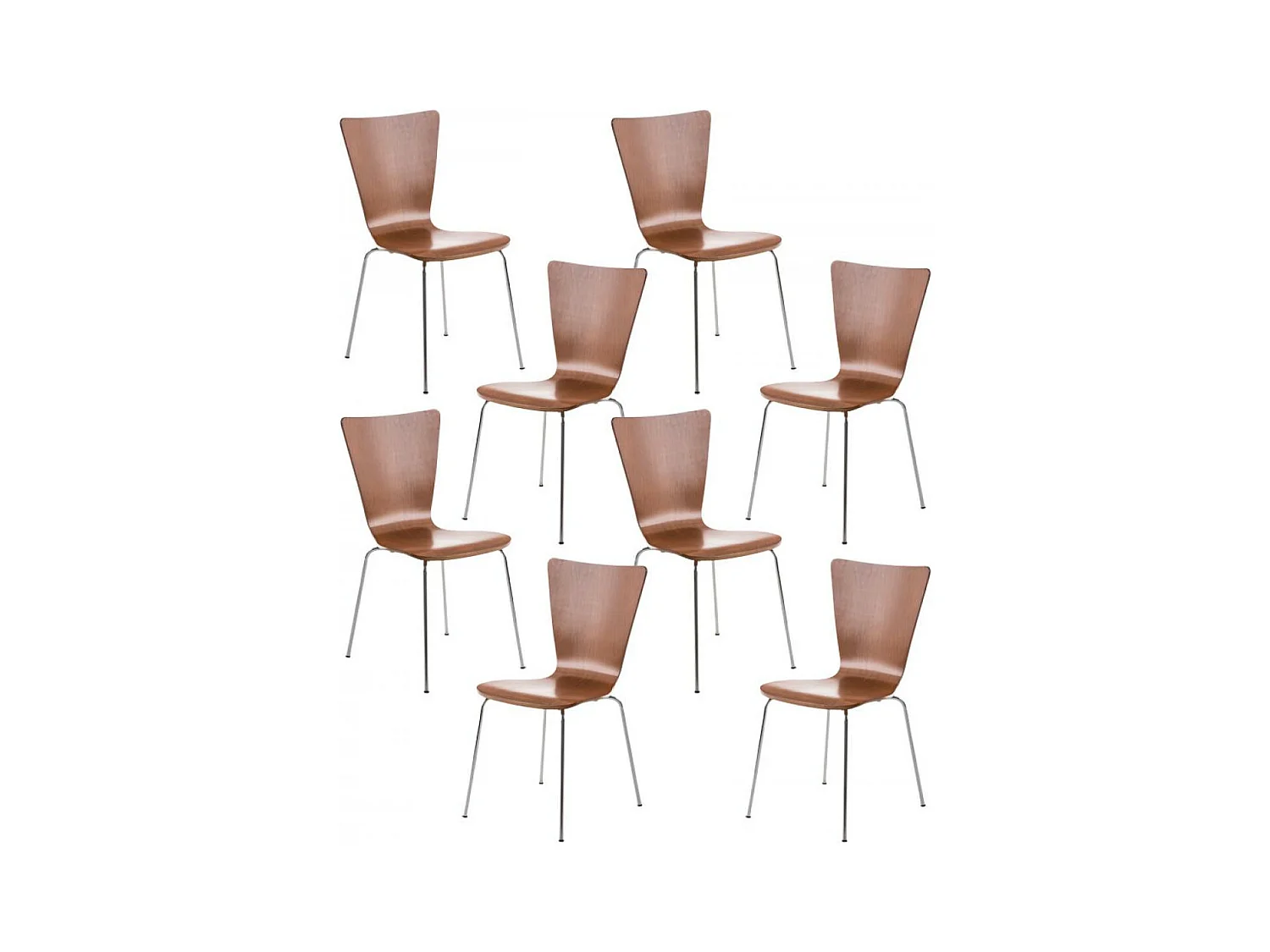 Lot de 8  Chaise de conférence - Bois & Blanc - Marron - Aaron