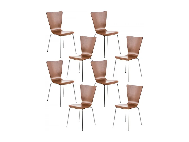 Lot de 8  Chaise de conférence - Bois & Blanc - Marron - Aaron