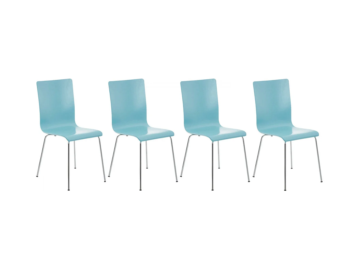 Lot de 4  Chaise de conférence - Bois - Bleu clair - PEPE