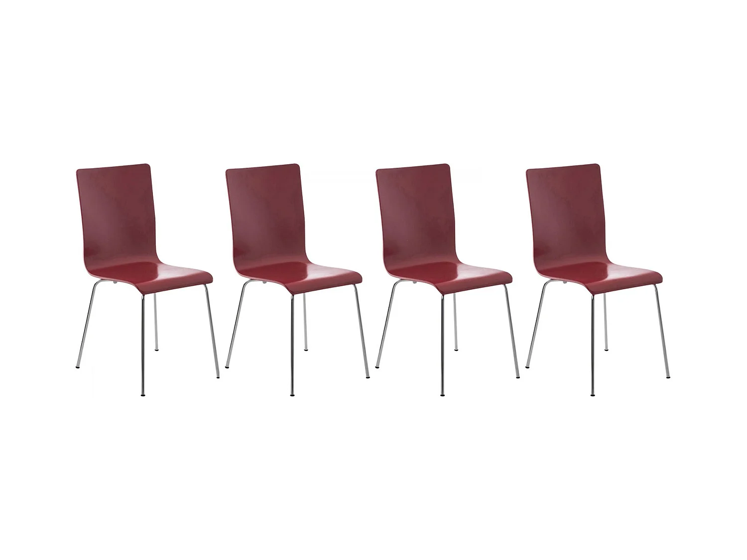 Lot de 4  Chaise de conférence - Bois & Antique - Rouge - PEPE