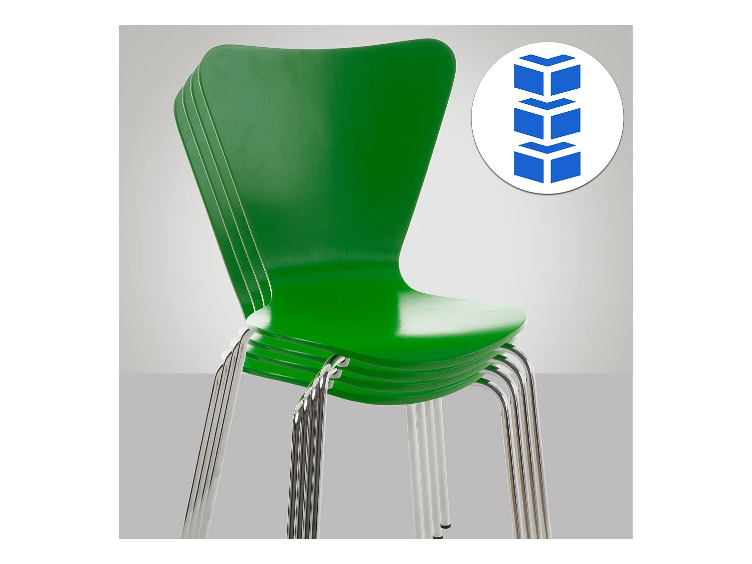 Lot de 4  Chaise de conférence - Bois - Vert - Calisto