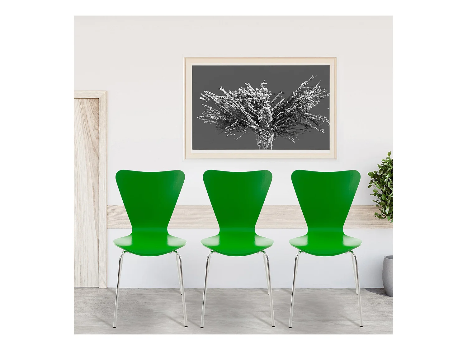 Lot de 4  Chaise de conférence - Bois - Vert - Calisto