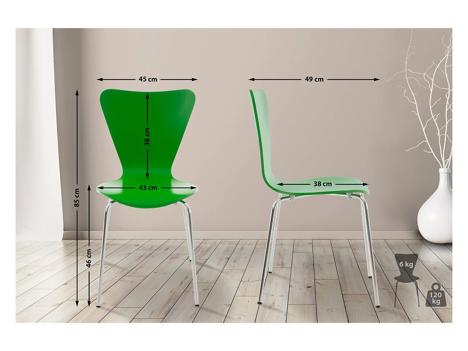 Lot de 4  Chaise de conférence - Bois - Vert - Calisto