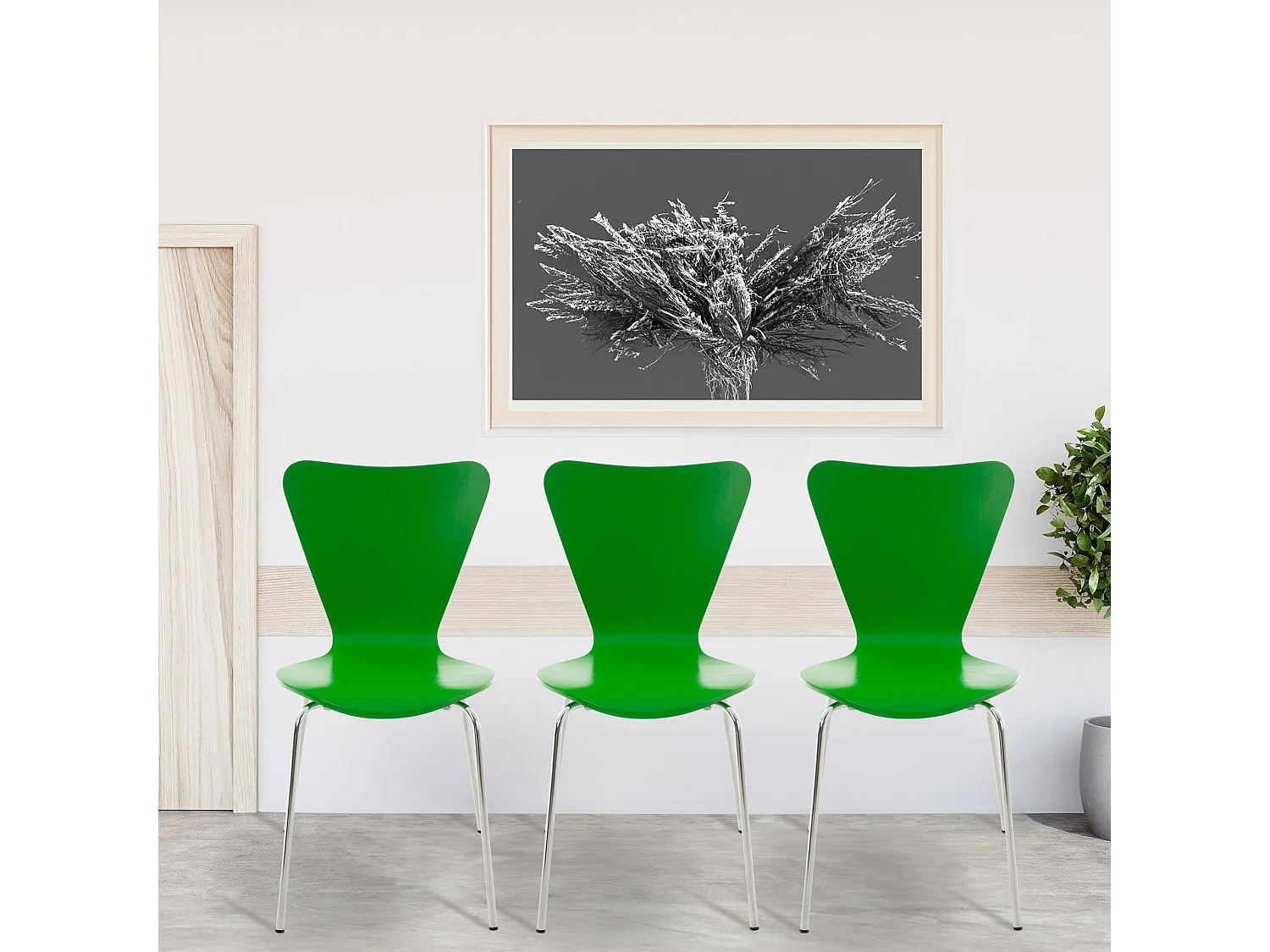 Lot de 4  Chaise de conférence - Bois - Vert - Calisto