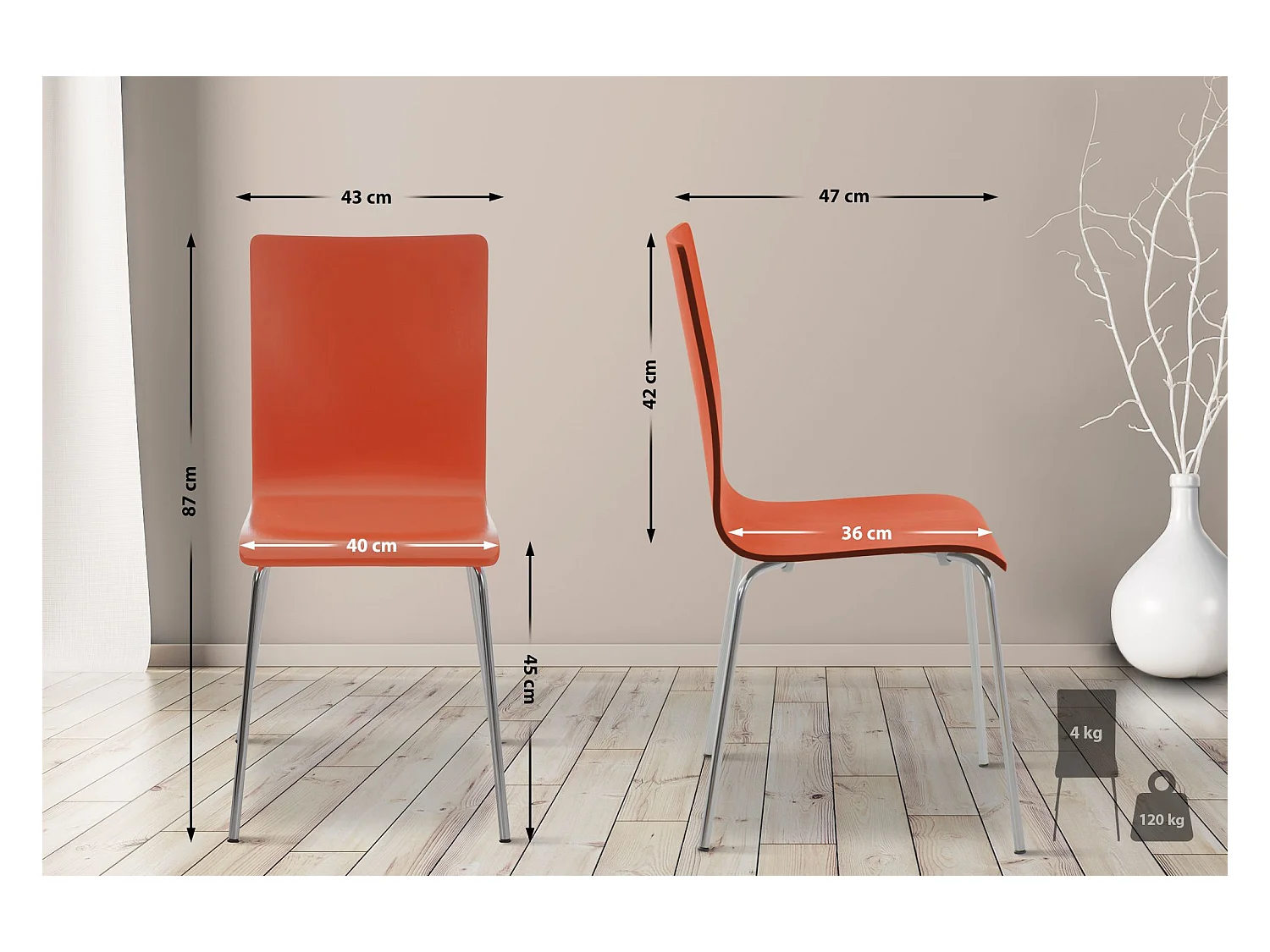 Lot de 8  Chaise de conférence - Bois & Antique - Orange - PEPE