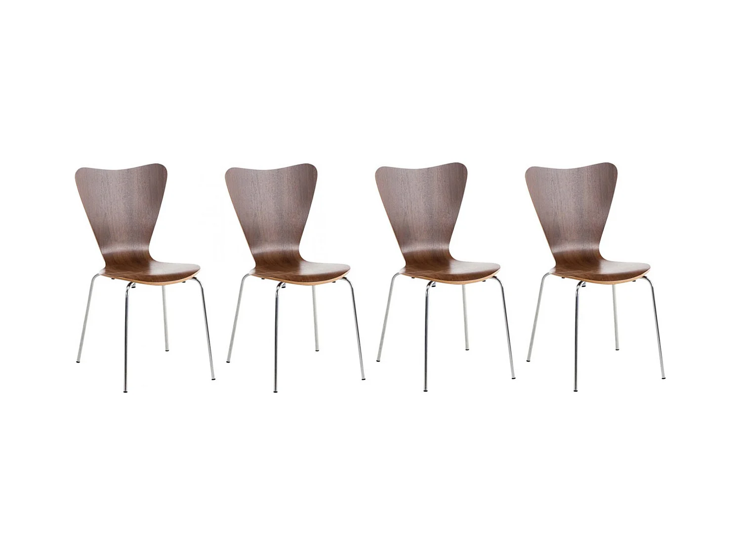 Lot de 4  Chaise de conférence - Bois & Blanc - Noyer - Calisto