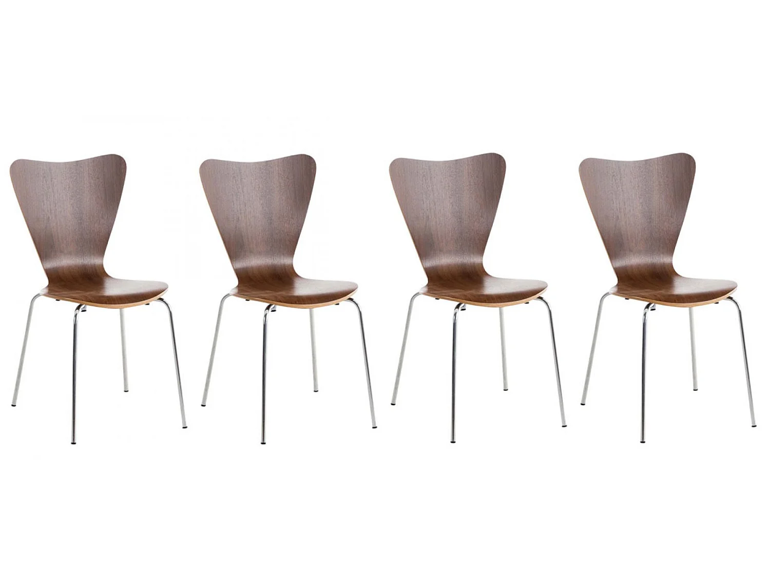 Lot de 4  Chaise de conférence - Bois & Noir - Noyer - Calisto