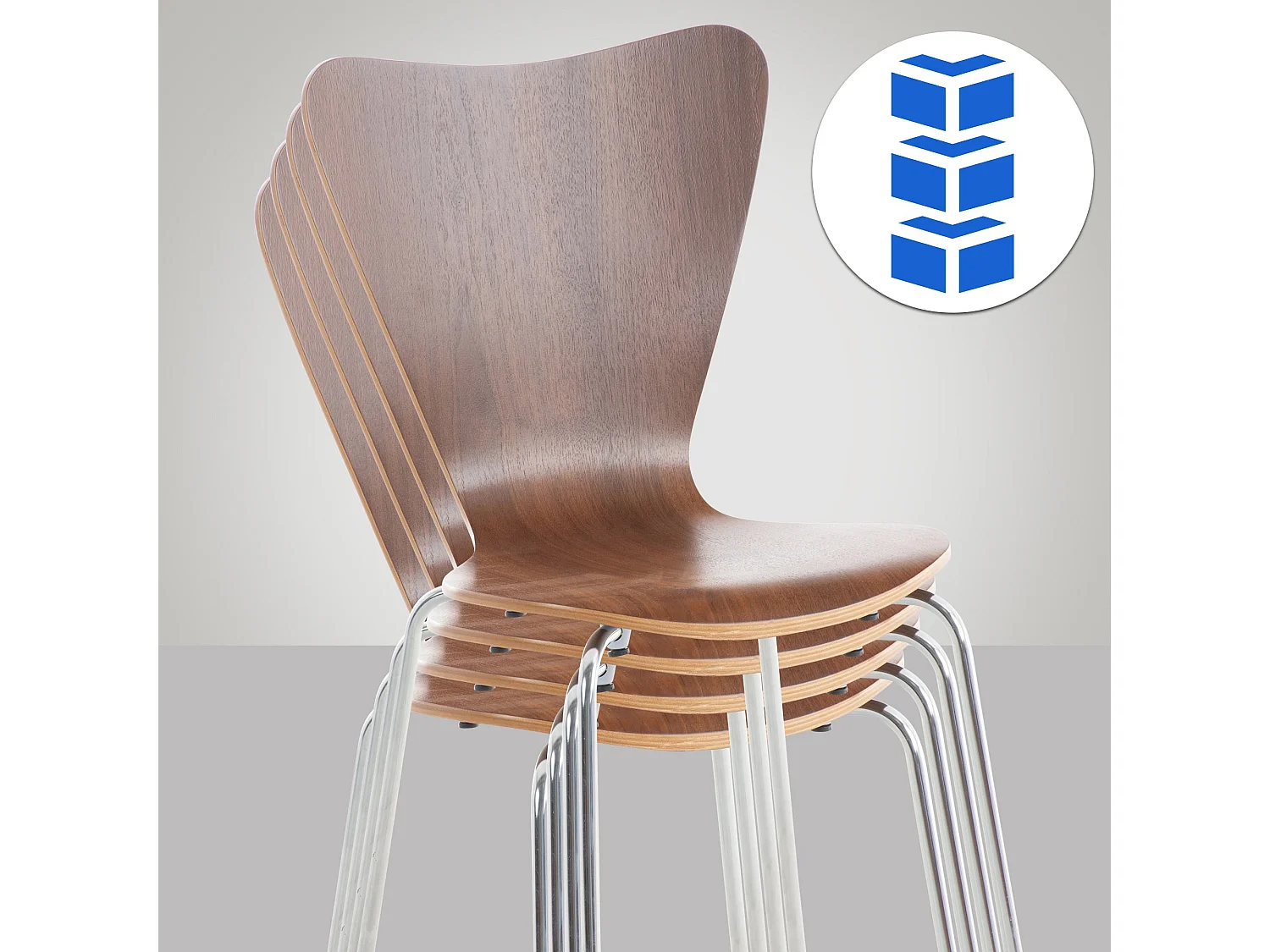 Lot de 4  Chaise de conférence - Bois & Noir - Noyer - Calisto