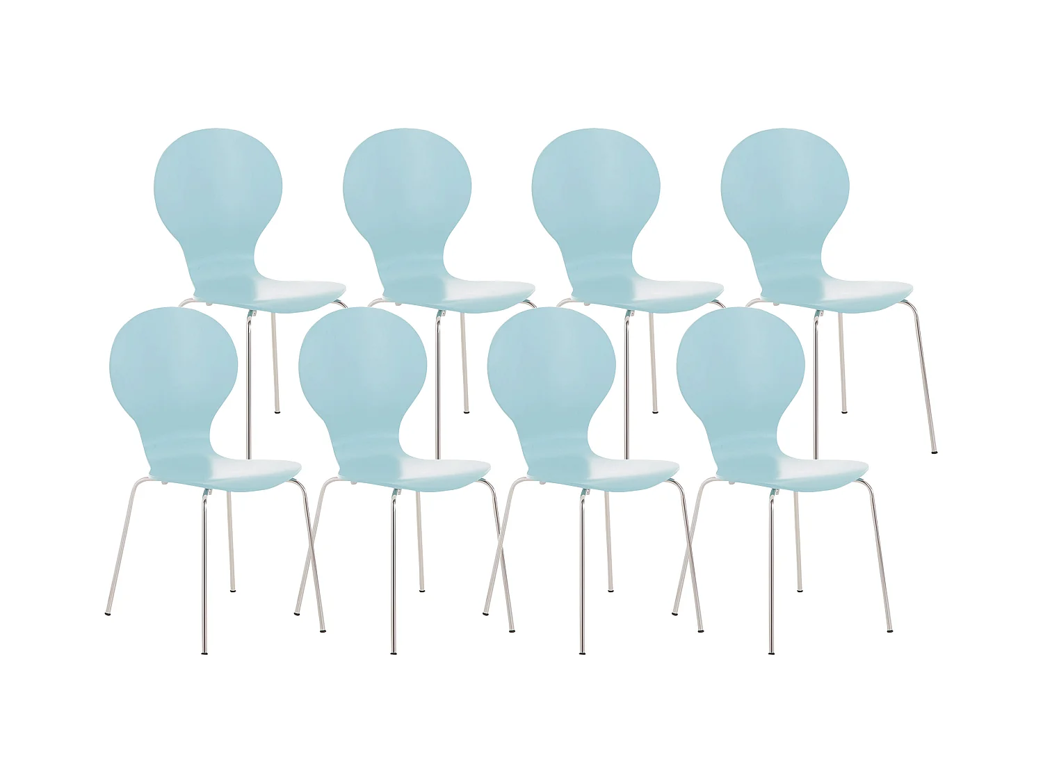 Lot de 8  Chaise de conférence - Bois - Bleu clair - DIEGO
