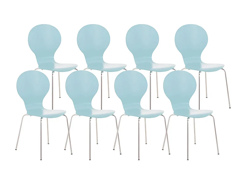 Lot de 8  Chaise de conférence - Bois - Bleu clair - DIEGO