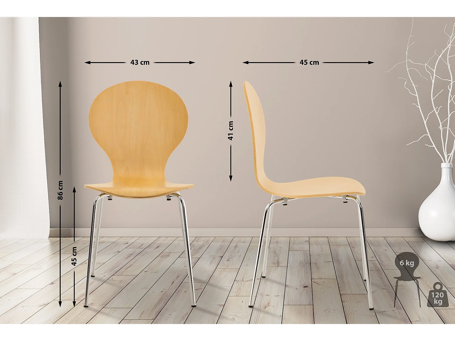 Set van 2  Conferentiestoelen - Hout - natura - DIEGO