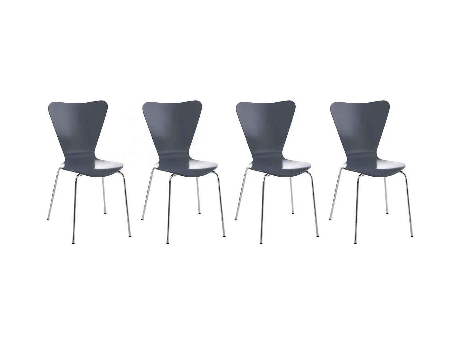 Lot de 4  Chaise de conférence - Bois - Gris - Calisto