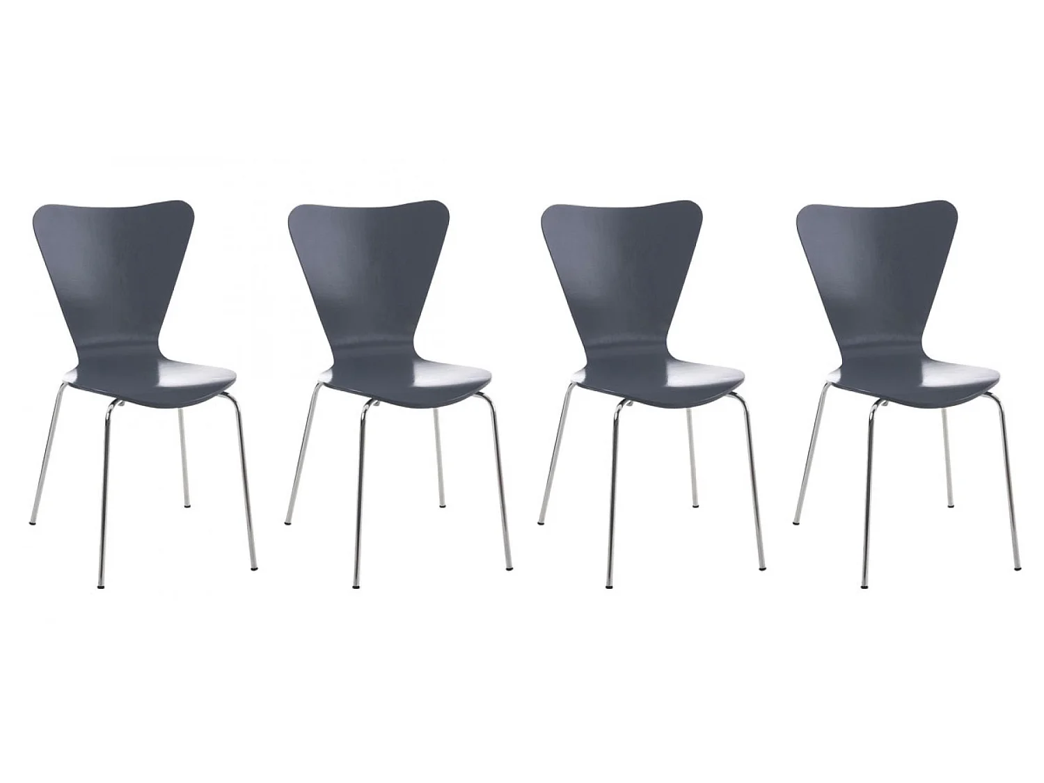 Lot de 4  Chaise de conférence - Bois & Acier inoxydable - Gris - Calisto