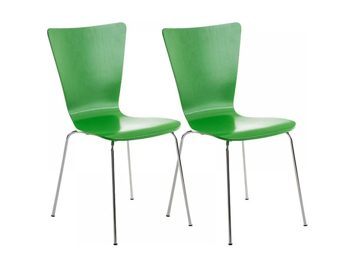 Lot de 2  Chaise de conférence - Bois & Blanc - Vert - Aaron