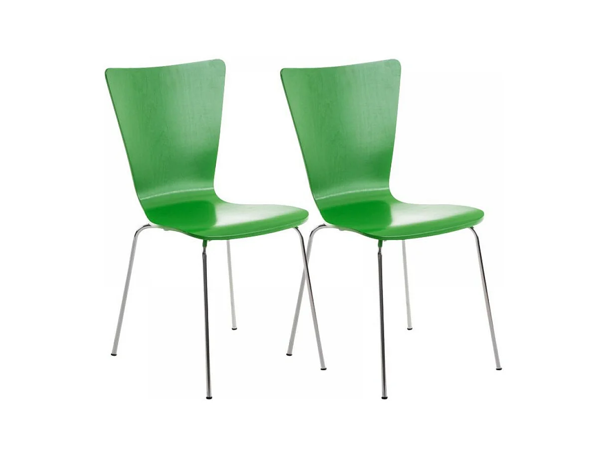 Lot de 2  Chaise de conférence - Bois & Blanc - Vert - Aaron