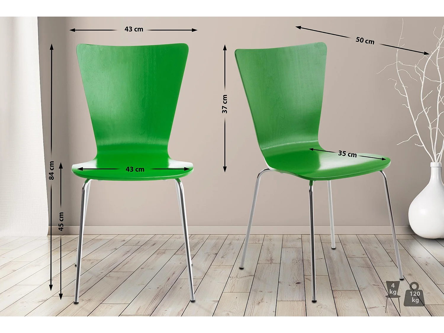 Chaise de conférence - Bois - Vert - Aaron