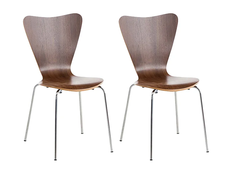 2er Set Konferenzstuhl - Holz & antik - walnuss - Calisto