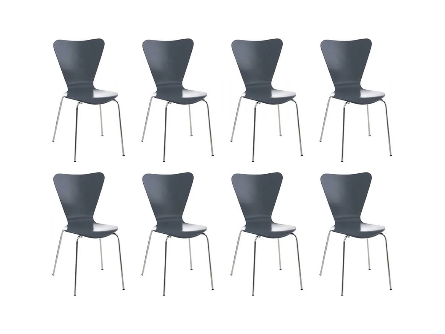 Lot de 8  Chaise de conférence - Bois - Gris - Calisto