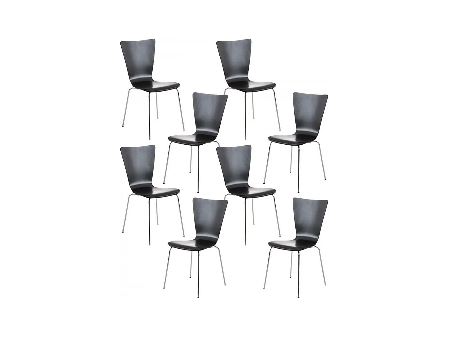 Lot de 8  Chaise de conférence - Bois & Blanc - Noir - Aaron
