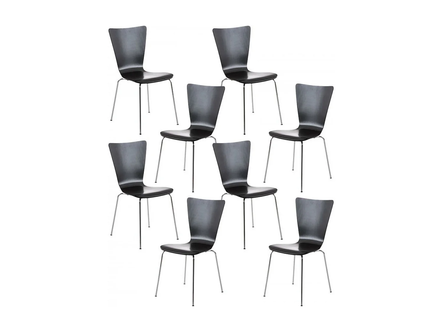 Lot de 8  Chaise de conférence - Bois & Blanc - Noir - Aaron