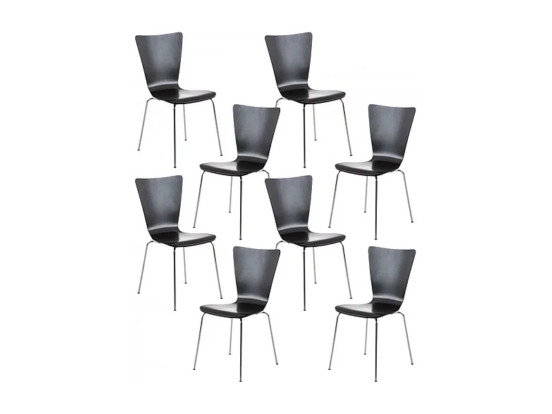 Lot de 8  Chaise de conférence - Bois & Blanc - Noir - Aaron