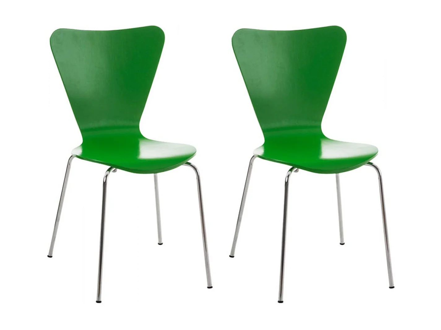 Lot de 2  Chaise de conférence - Bois & Blanc - Vert - Calisto