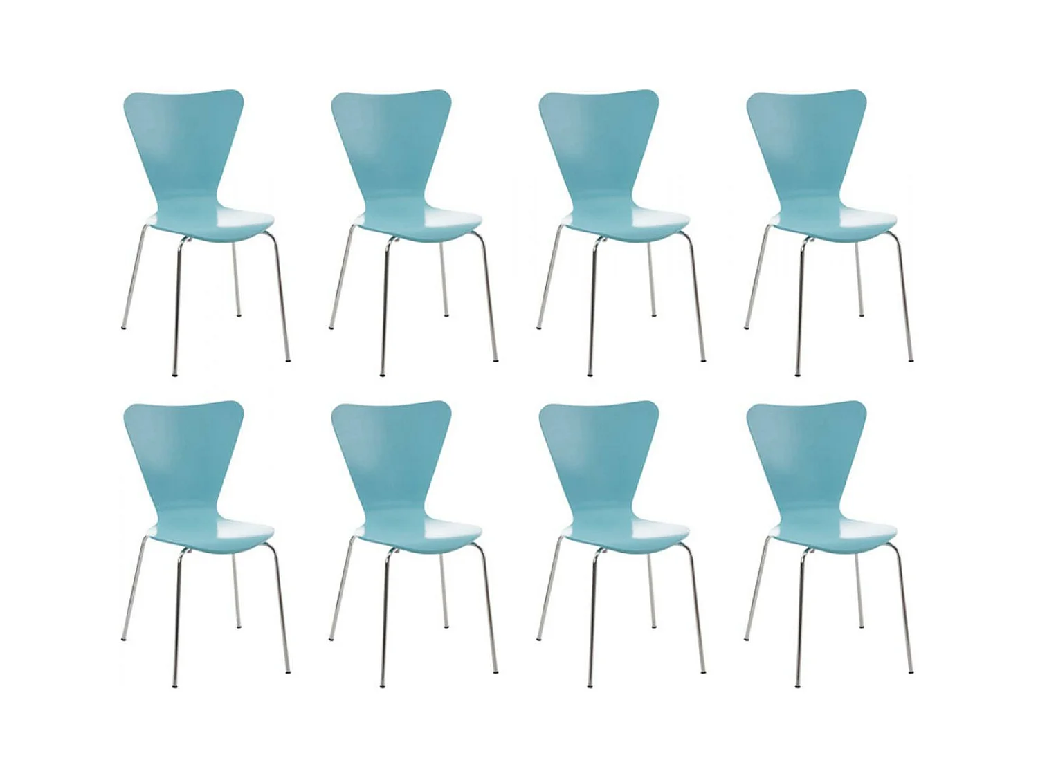 Lot de 8  Chaise de conférence - Bois - Bleu clair - Calisto