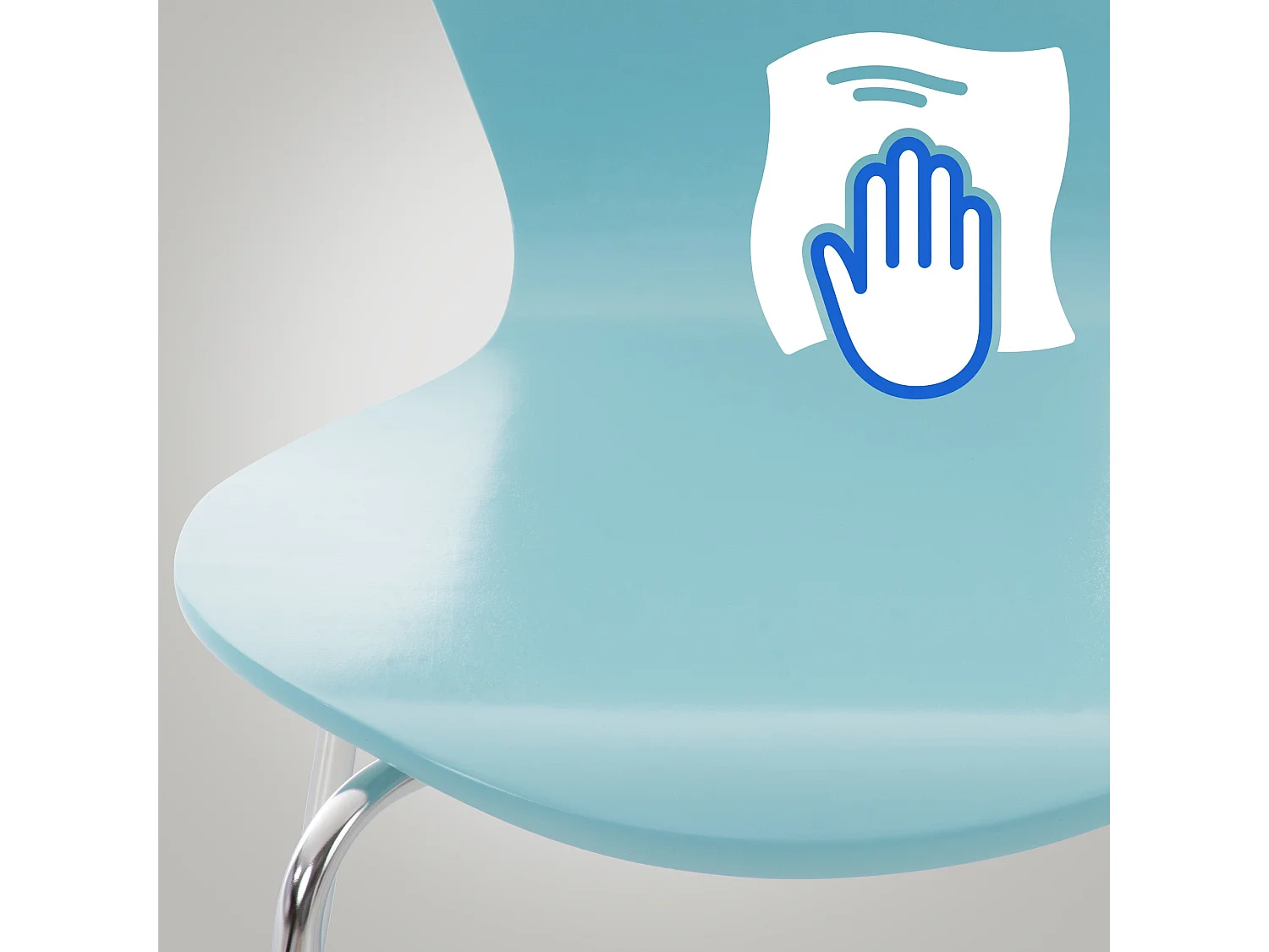 Lot de 8  Chaise de conférence - Bois & Chrome - Bleu clair - Calisto