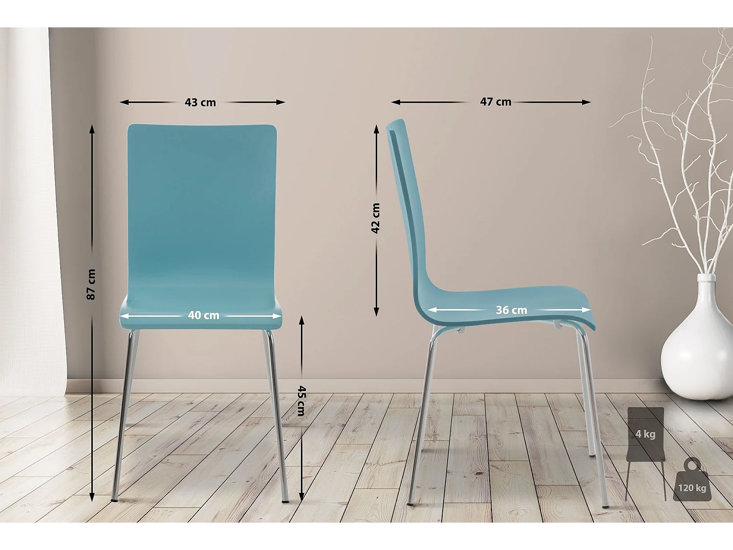 Chaise de conférence - Bois - Bleu clair - Pepe