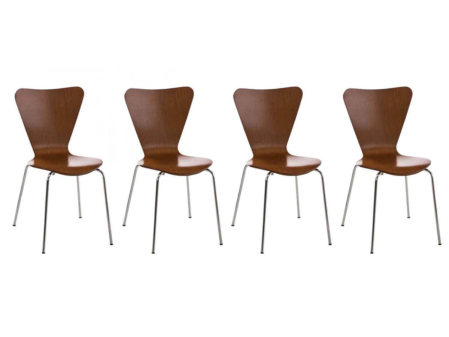 Lot de 4  Chaise de conférence - Bois & Acier inoxydable - Marron - Calisto