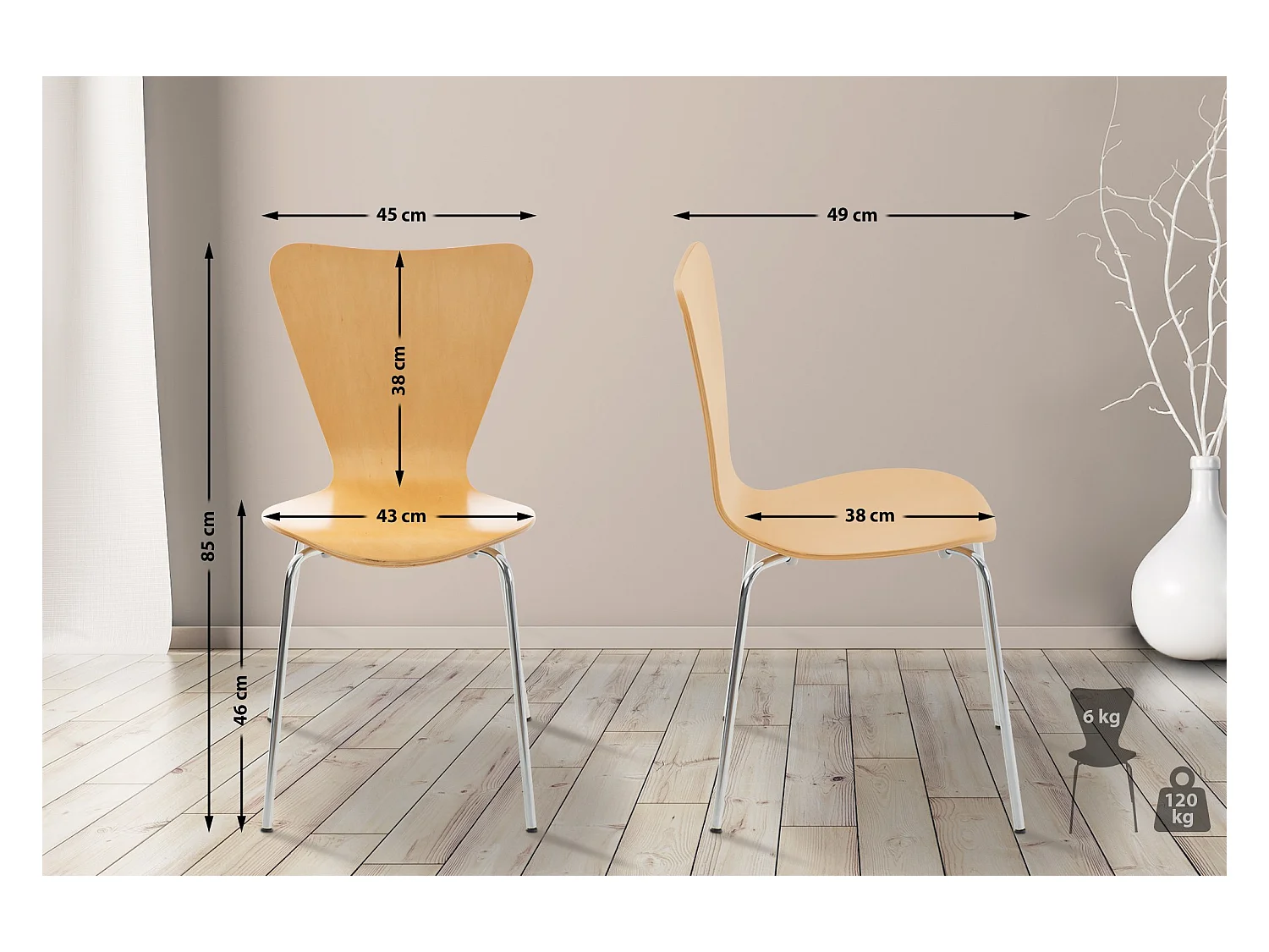 Set van 2  Conferentiestoelen - Hout & wit - natura - Calisto
