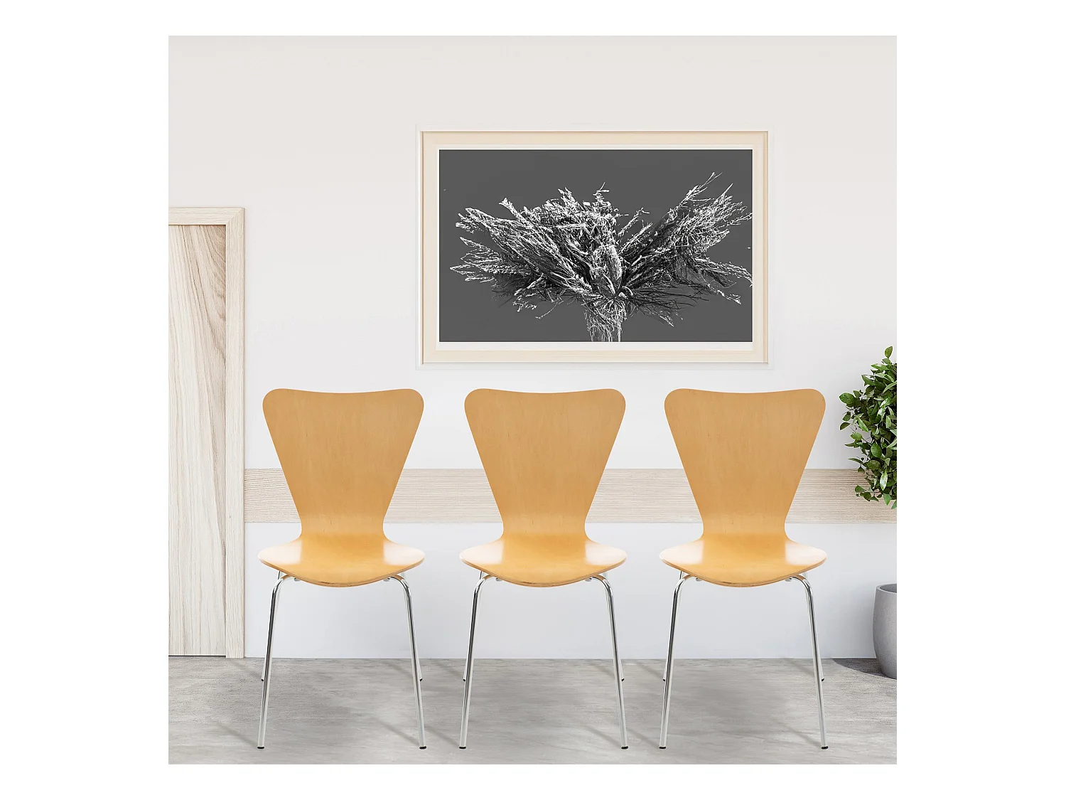 Set van 2  Conferentiestoelen - Hout & wit - natura - Calisto