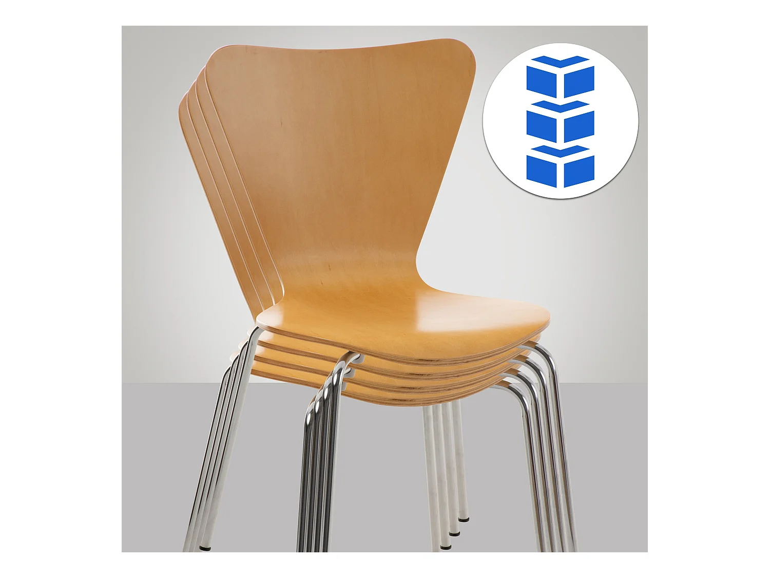 Set van 2  Conferentiestoelen - Hout & wit - natura - Calisto