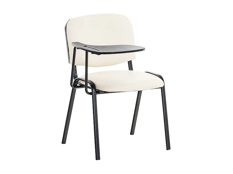 Chaise de conférence - Similicuir & Métal noir mat - Crème - Ken mit Klapptisch