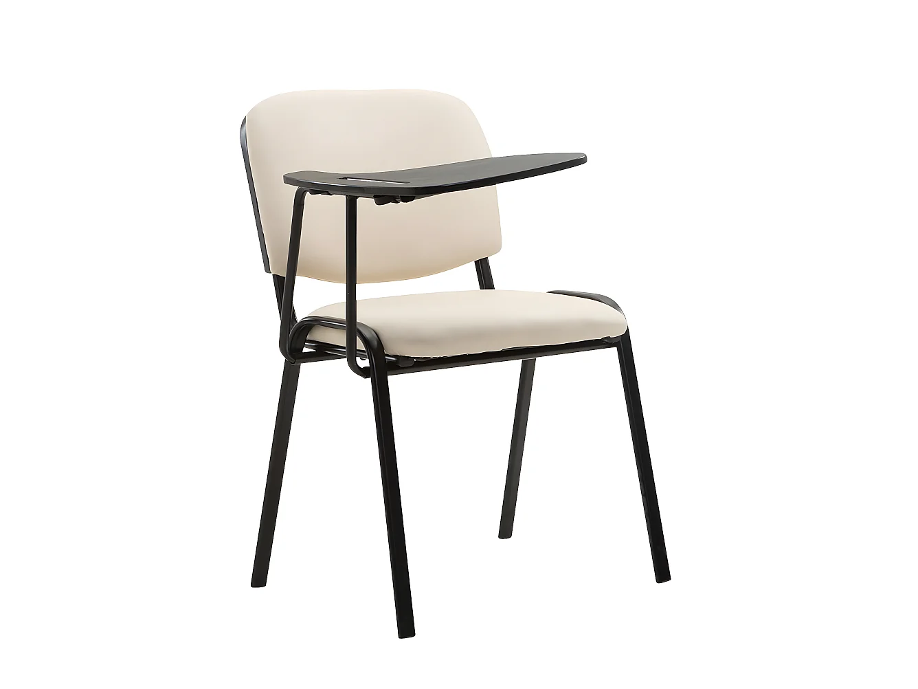 Chaise de conférence - Similicuir & Métal noir mat - Crème - Ken mit Klapptisch