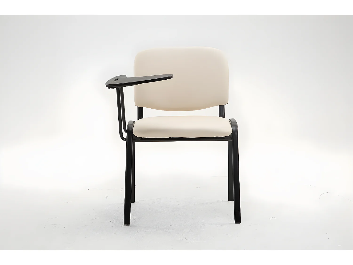 Chaise de conférence - Similicuir & Métal noir mat - Crème - Ken mit Klapptisch