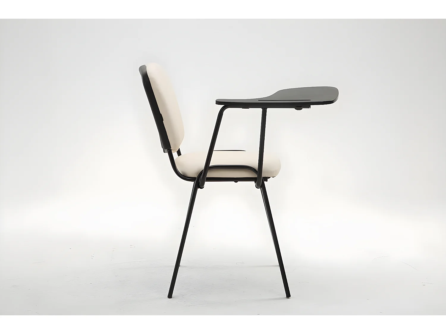 Chaise de conférence - Similicuir & Métal noir mat - Crème - Ken mit Klapptisch