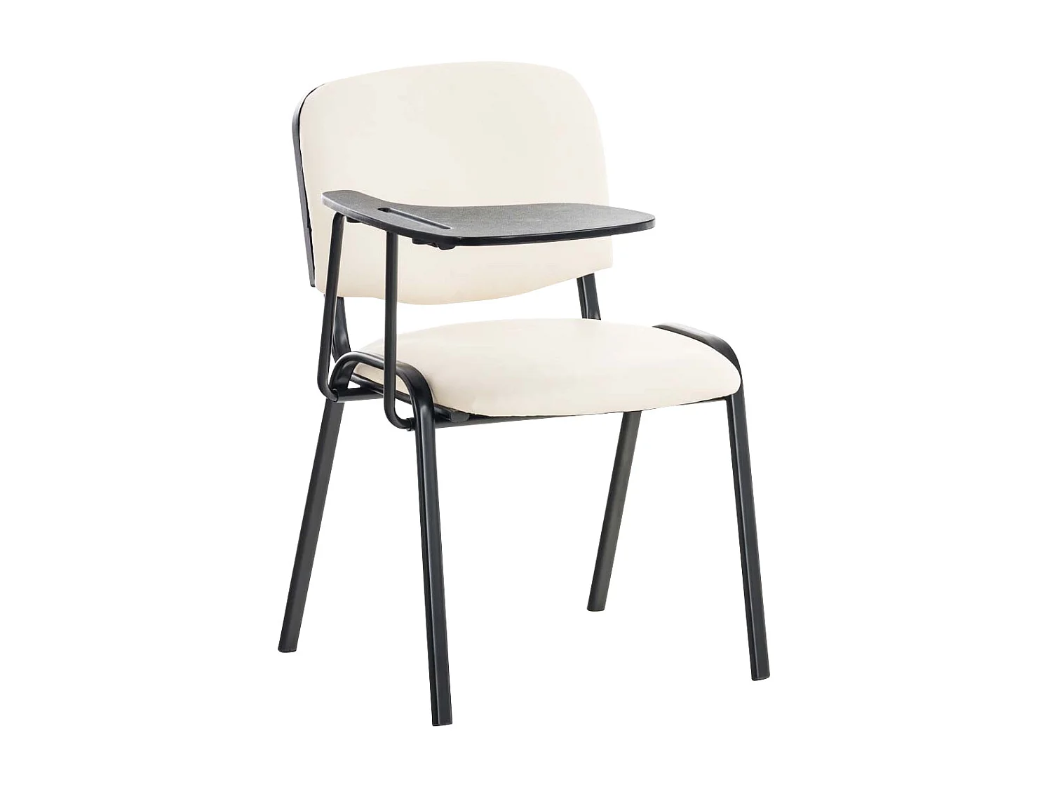 Chaise de conférence - Similicuir & Métal noir mat - Crème - Ken mit Klapptisch