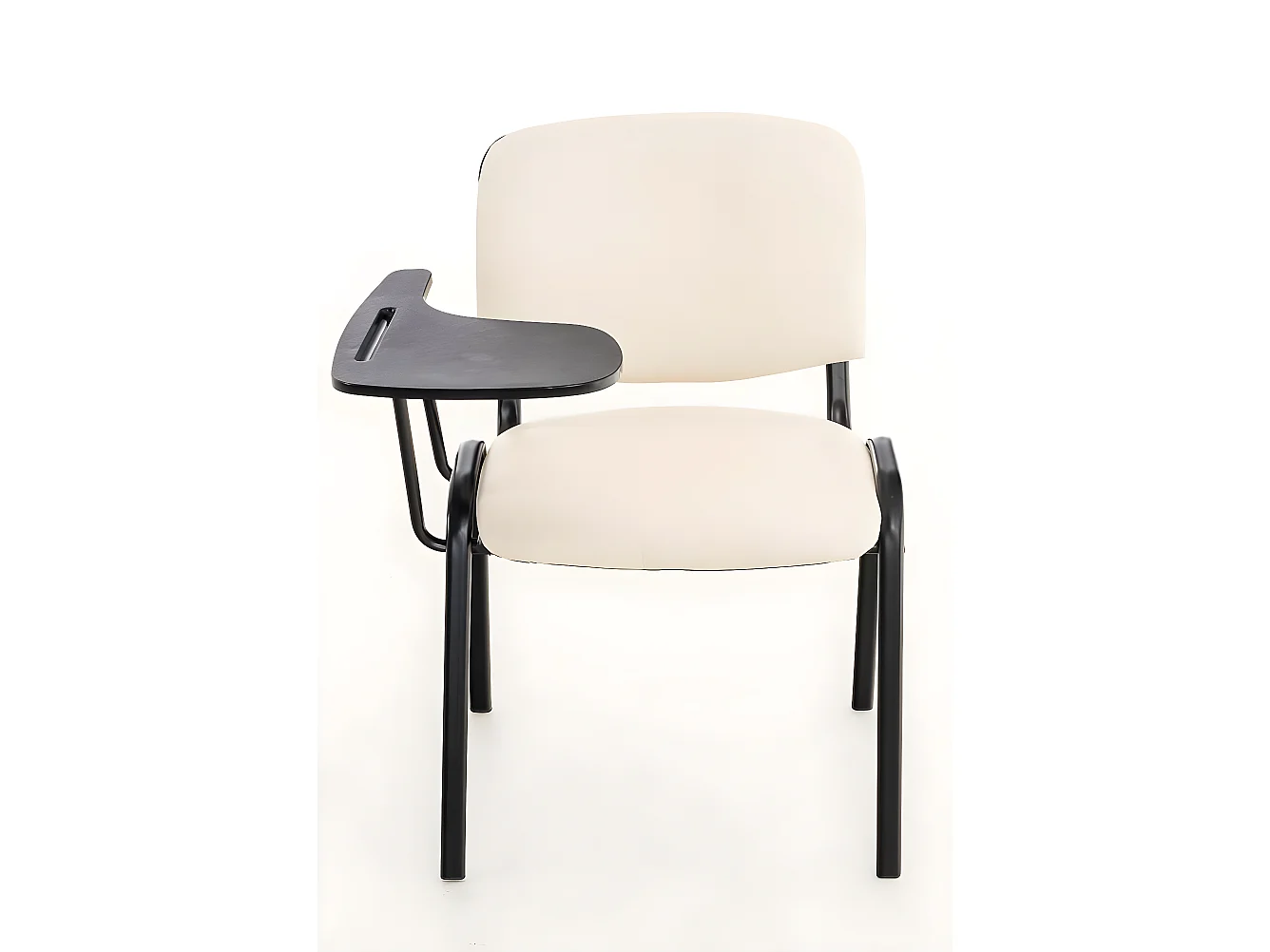 Chaise de conférence - Similicuir & Métal noir mat - Crème - Ken mit Klapptisch