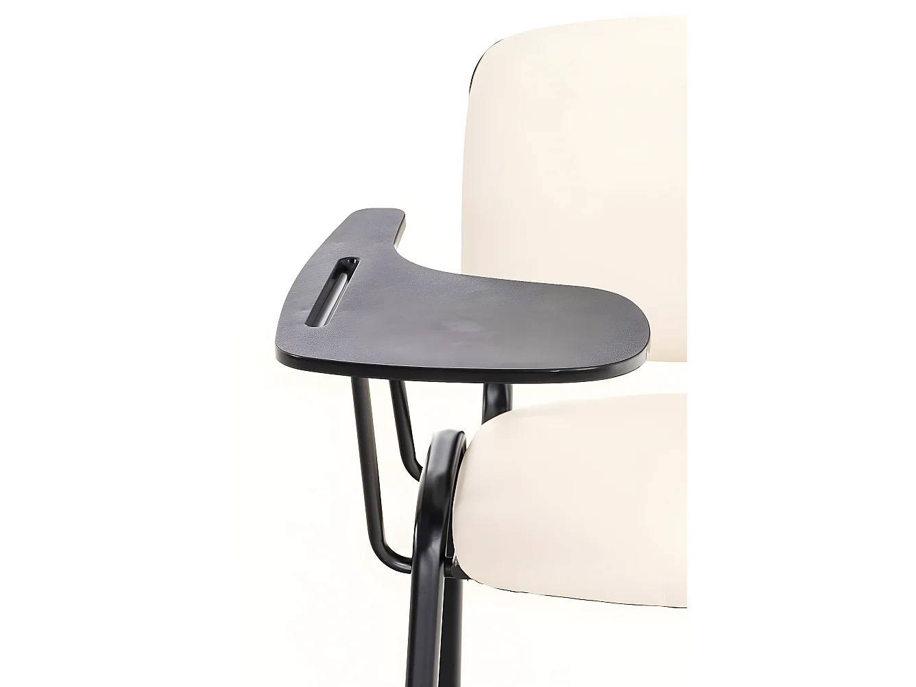 Chaise de conférence - Similicuir & Métal noir mat - Crème - Ken mit Klapptisch