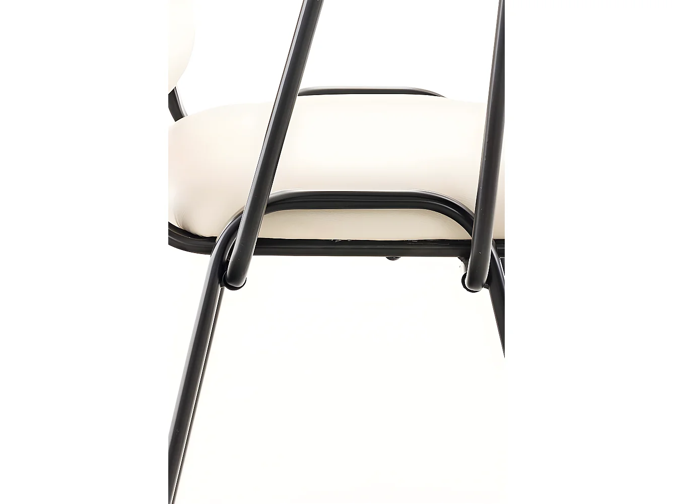 Chaise de conférence - Similicuir & Métal noir mat - Crème - Ken mit Klapptisch