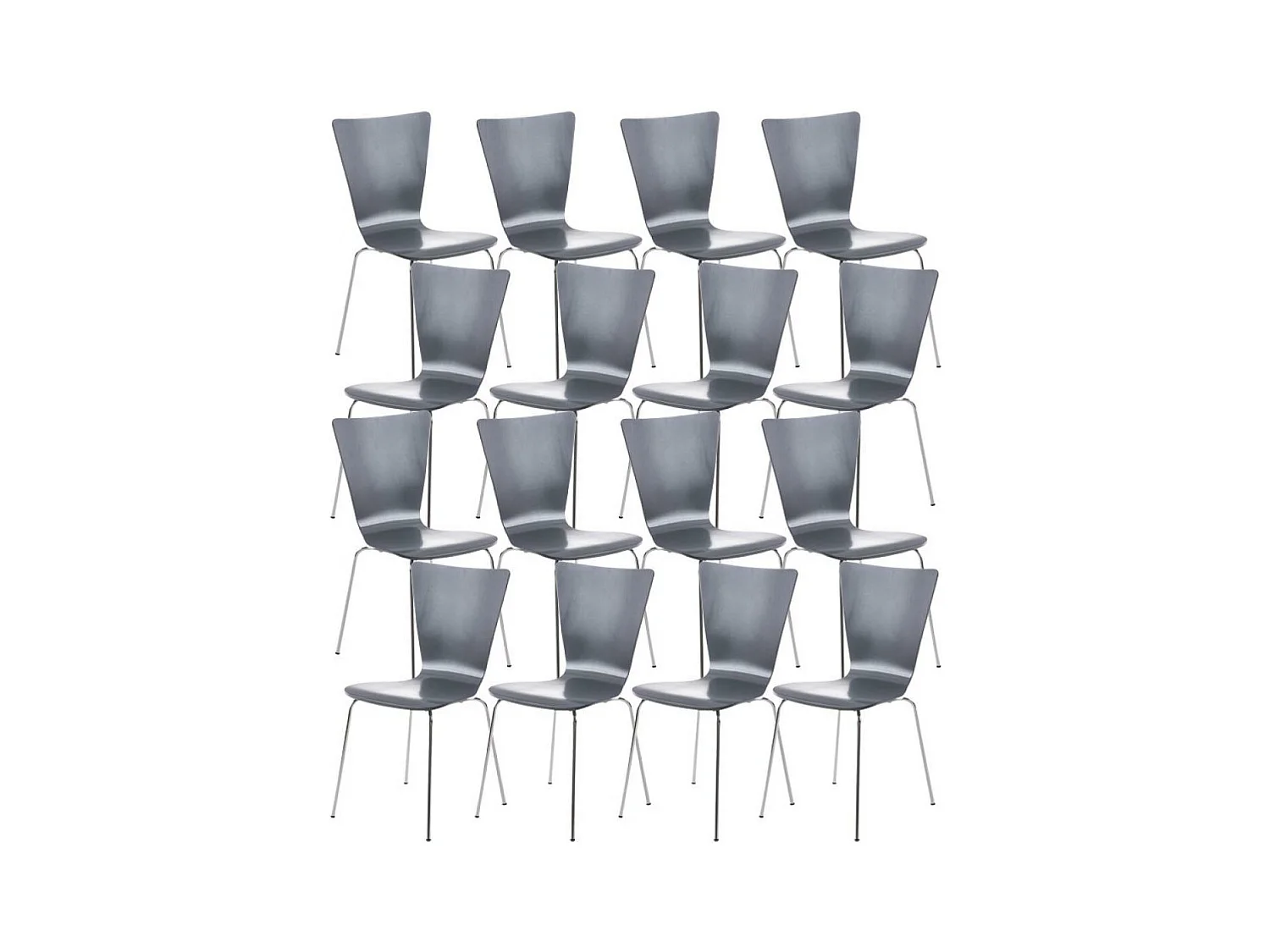 Lot de 16  Chaise de conférence - Bois & Blanc - Gris - Aaron