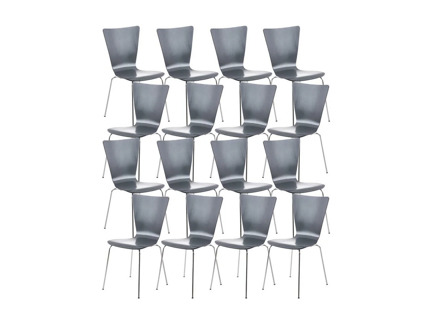 Lot de 16  Chaise de conférence - Bois & Blanc - Gris - Aaron