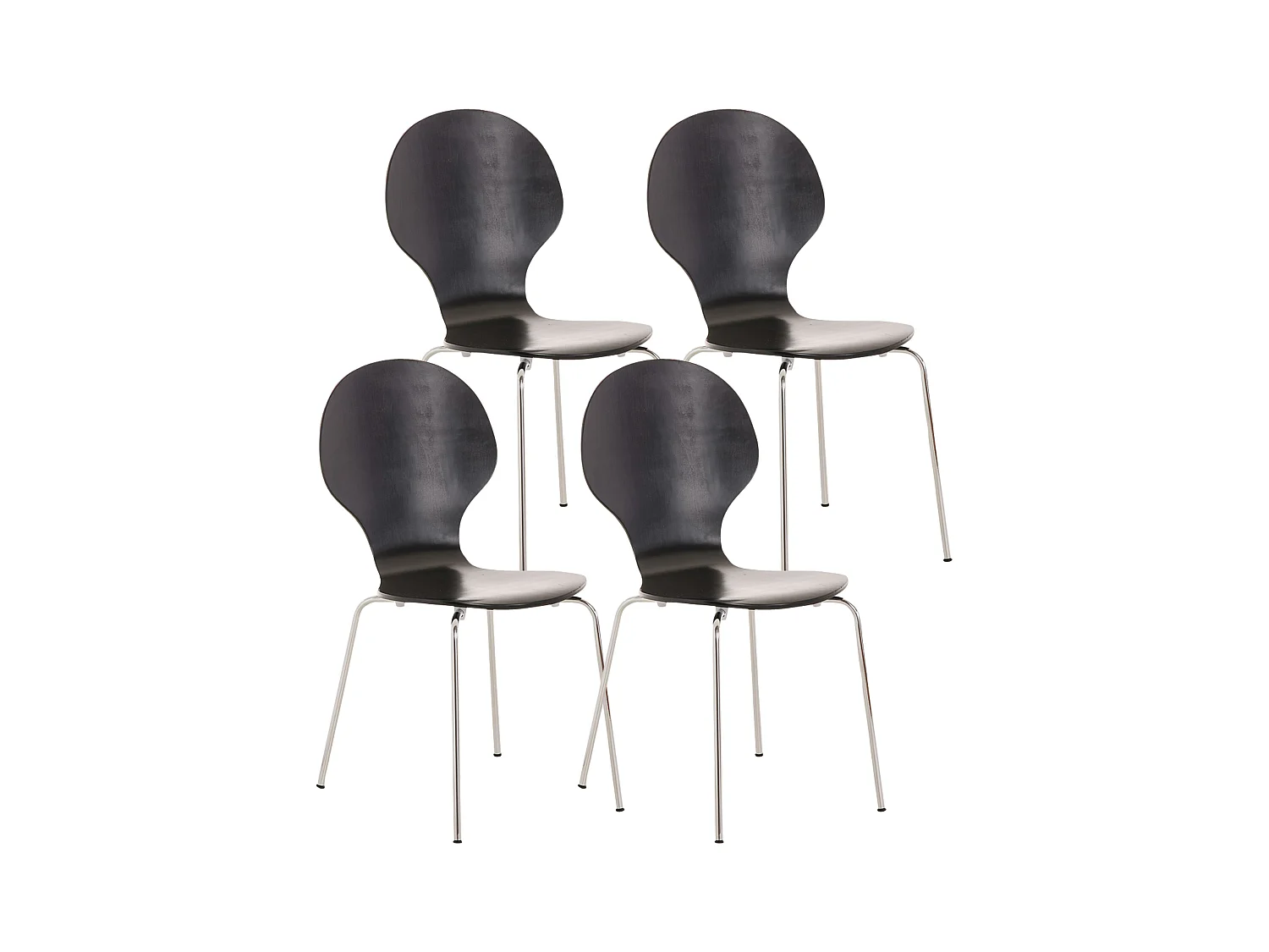 Lot de 4  Chaise de conférence - Bois - Noir - DIEGO