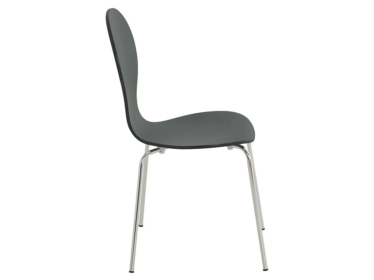 Lot de 4  Chaise de conférence - Bois & Acier inoxydable - Noir - DIEGO